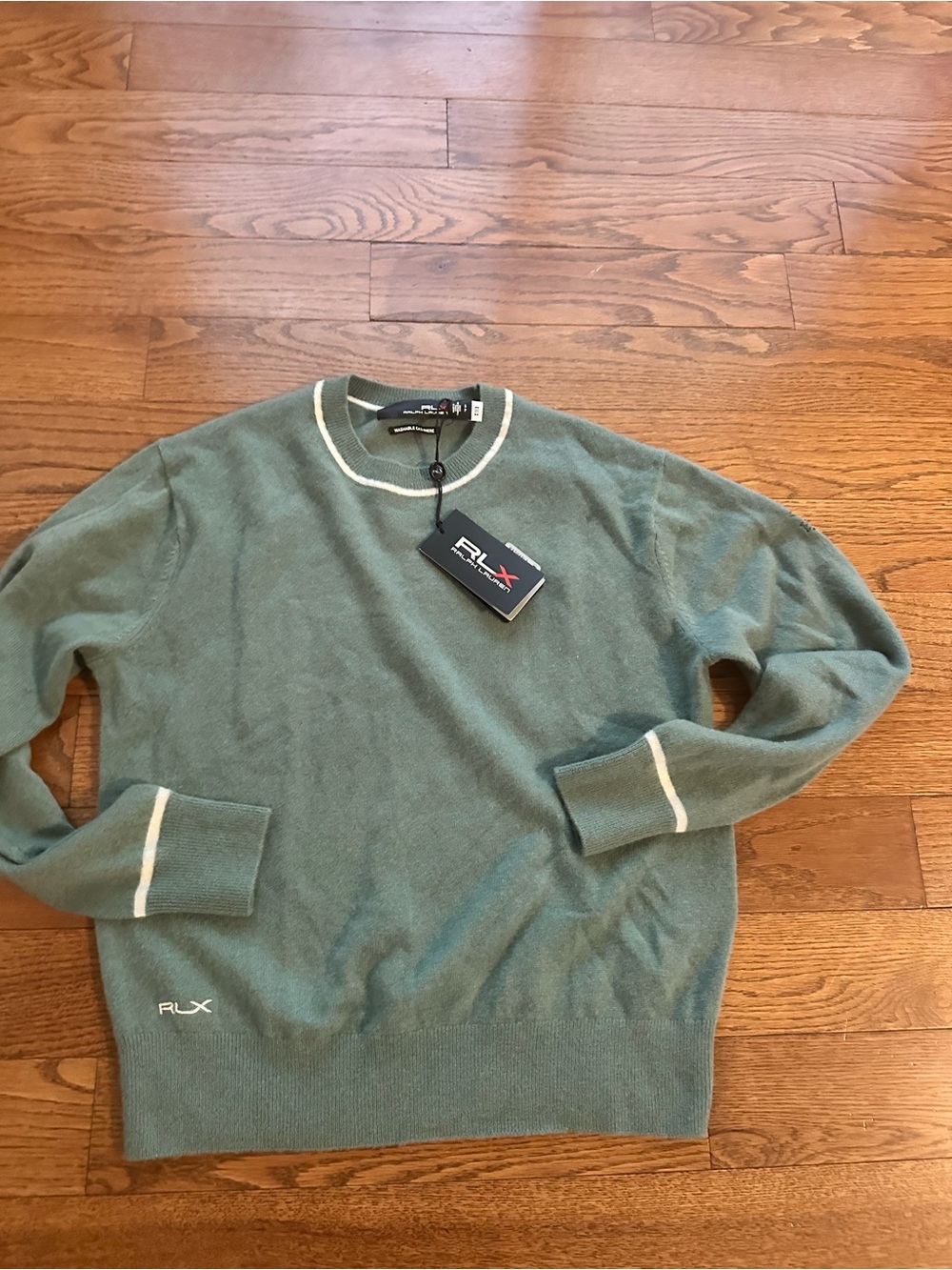 NWT Ralph Lauren RLX Green Washable Cashmere Crewneck Sweater Small Golf